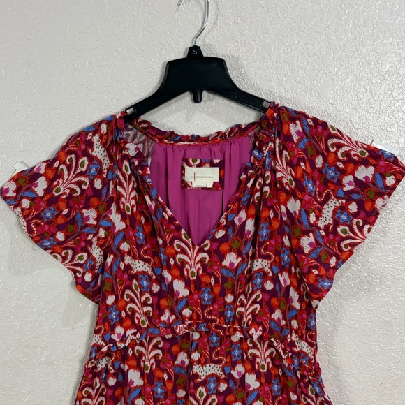 Anthropologie ,Size S,Floral V-Neck Women dress - Red and Pink - Picture 3 of 15